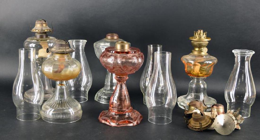 Collection Of Five Oil Lamps With Chimneys (1 of 3)
