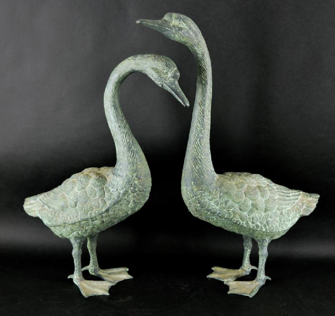 Two Spelter Or Patinated Metal Yard Geese (1 of 4)