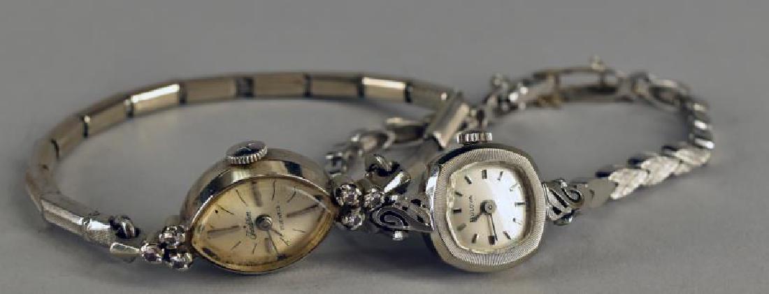 Bulova 18k White Gold Watch: With A 14k White Gold Band. Together With A 14k White Gold Traditions Watch Bulova, 14.5g