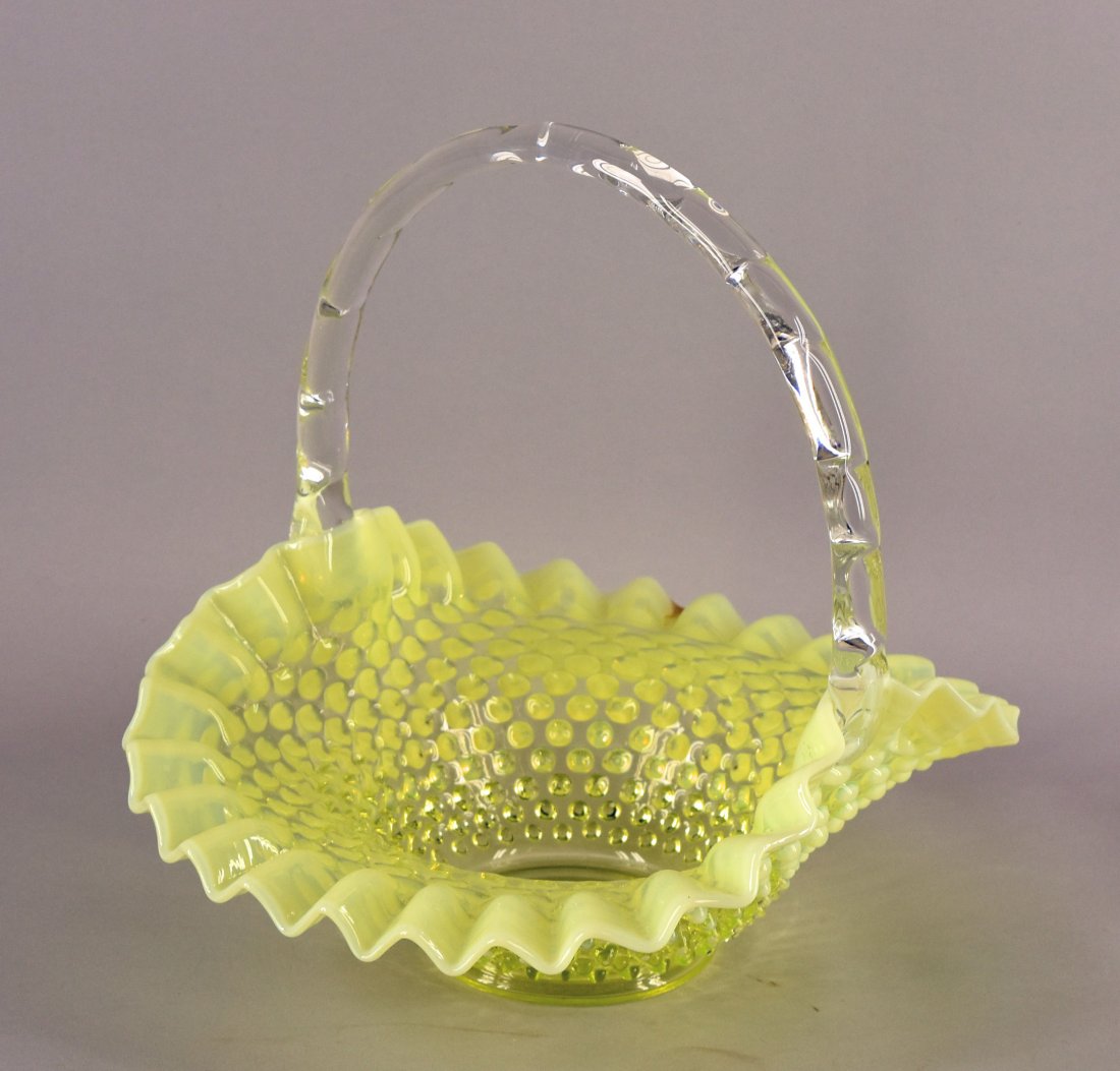 Vaseline Opalescent Brides Basket (1 of 3)
