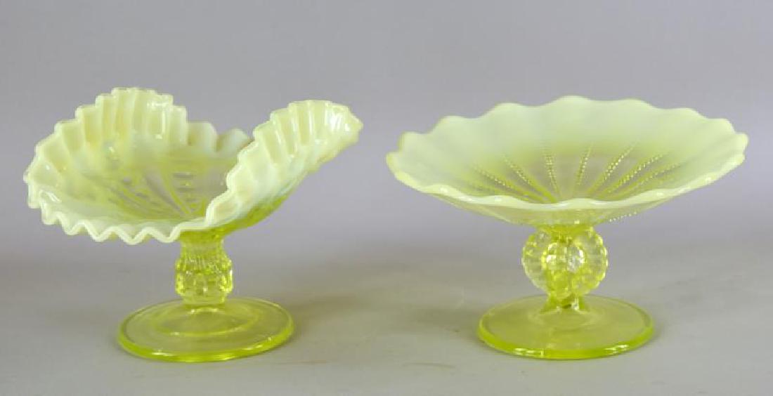 Two Vaseline Opalescent Compotes (1 of 3)