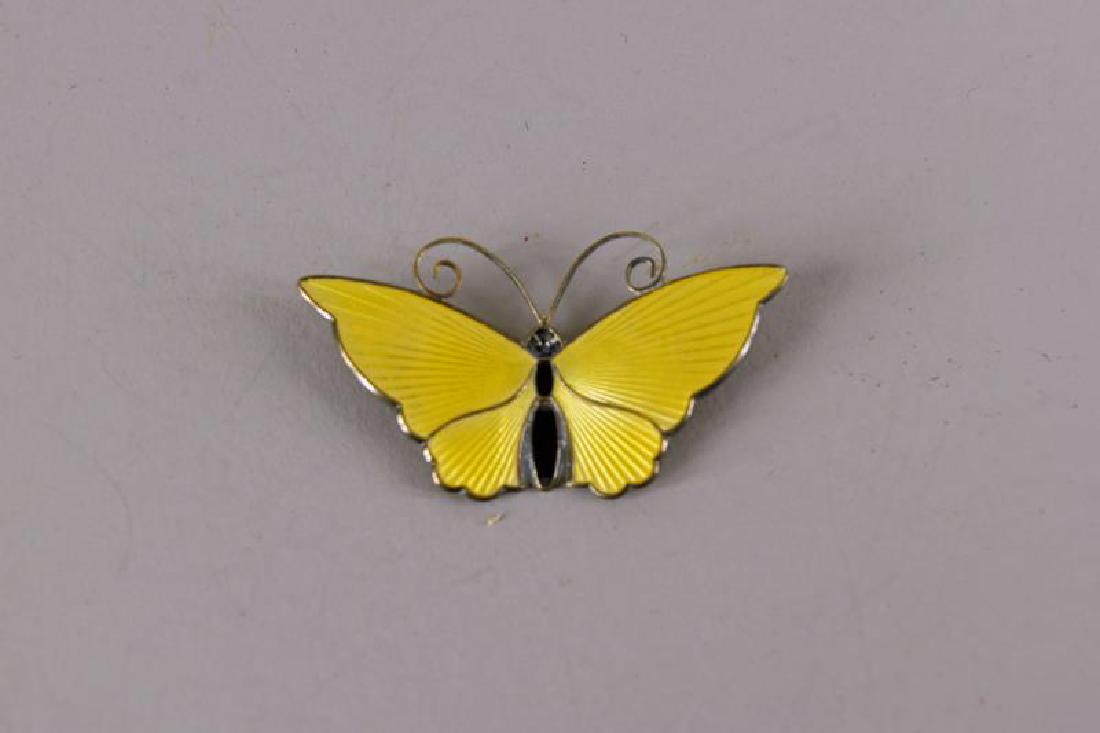 David Anderson Norway Enamel Butterfly Pin: Marked D-a, 925s, Norway, Sterling. A Beautifully Enameled Yellow Butterfly Pin Or Brooch.