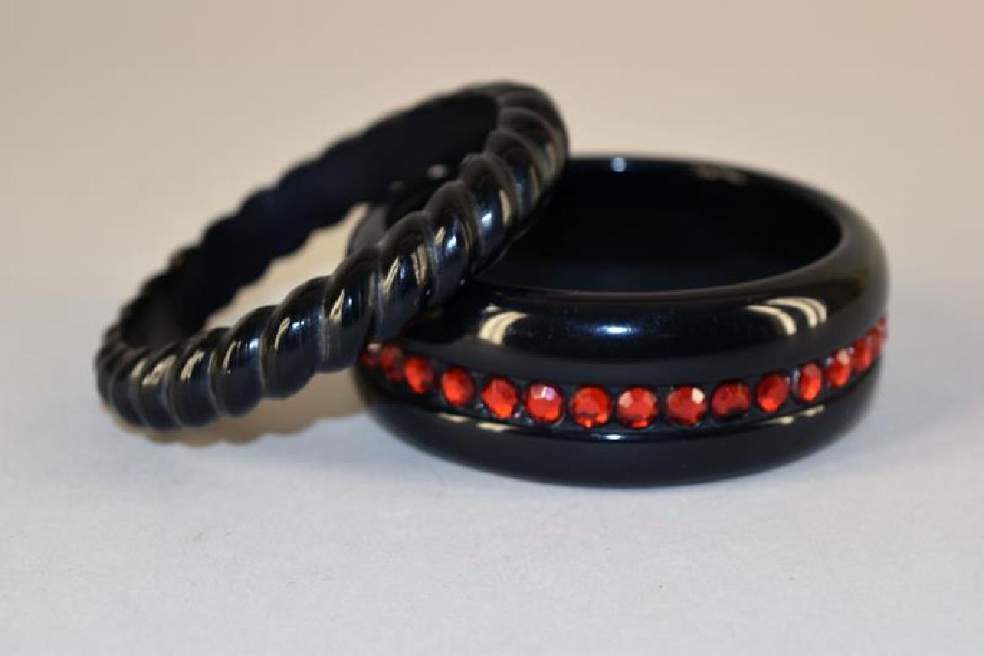 Black Carved Bakelite Bangle Bracelet (1 of 1)