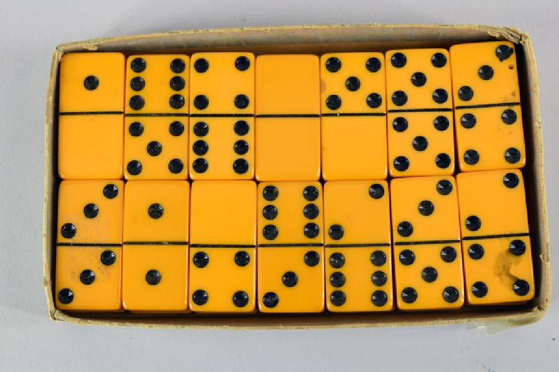 Butterscotch Bakelite Domino Set: Consisting Of 28 Bakelite Domino Tiles.