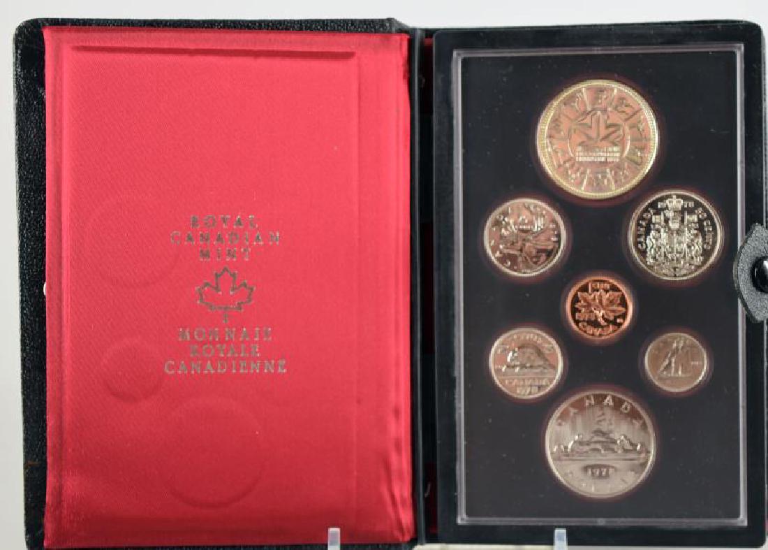 1978 Royal Canadian Mint Double Dollar Proof Set: Featuring Seven Coins, The Double $1 Set With One Of The Dollars 50% Silver, In The Original Cases And Coa.