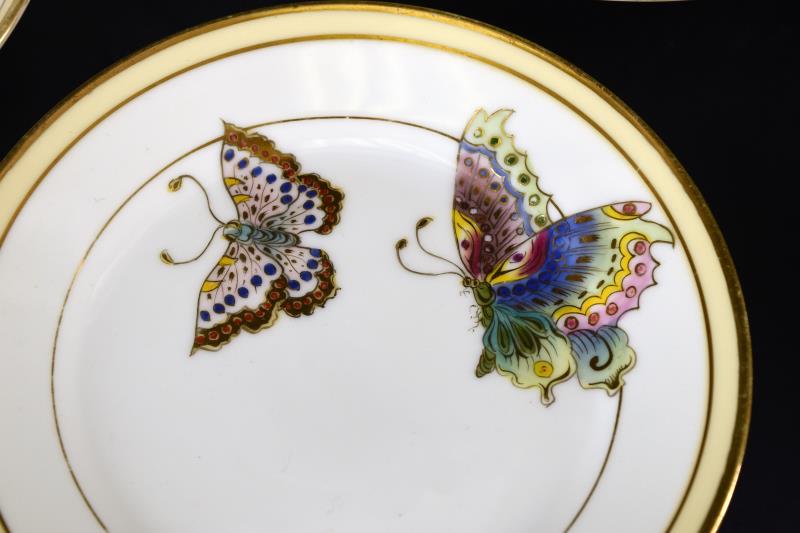 Nippon Morimura Butterfly Set: Consisting Of A Cake Server, Six Plates, A Separated Serving Bowl And Three Footed Bowl. Excellent Condition
