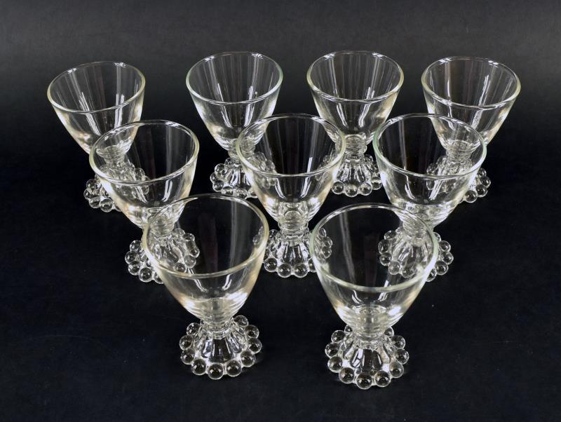 Imperial Candlewick Or Boopie Wine Glasses: Consisting Of Nine Wine Glasses Measuring 3.75" Tall And 3.25" Across The Top. All Are In Good Condition, No Nicks, Chips Or Cracks.