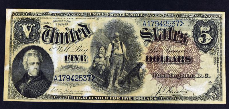 $5 1880 Woodchopper United States Note (1 of 6)