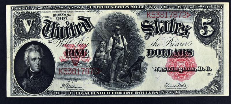 $5 1907 Woodchopper United States Note (1 of 6)