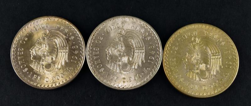 3-1948 Mexico Cuauhtemoc Cinco Pesos Silver (1 of 2)