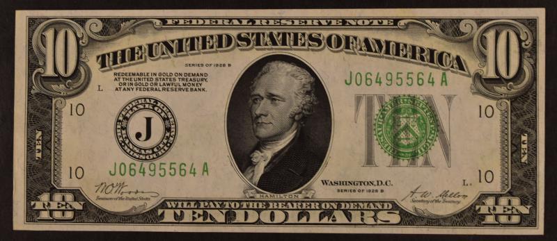 1928 B $10 Federal Reserve Note (1 of 6)