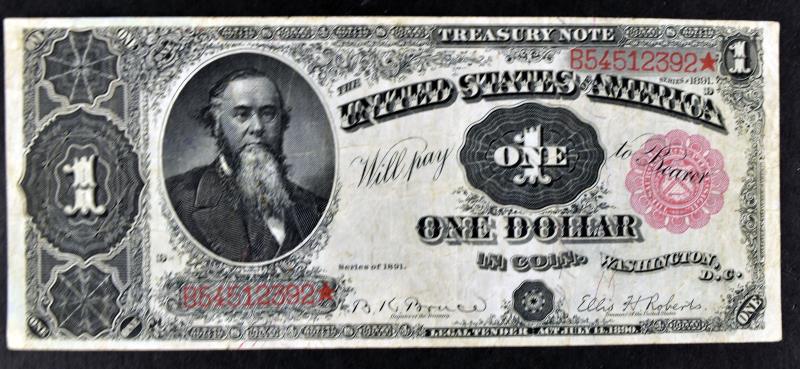 1891 $1 Treasury Note Red Seal (1 of 6)