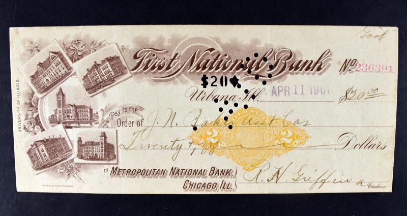 1901 University Of Illinois First National Check (1 of 5)