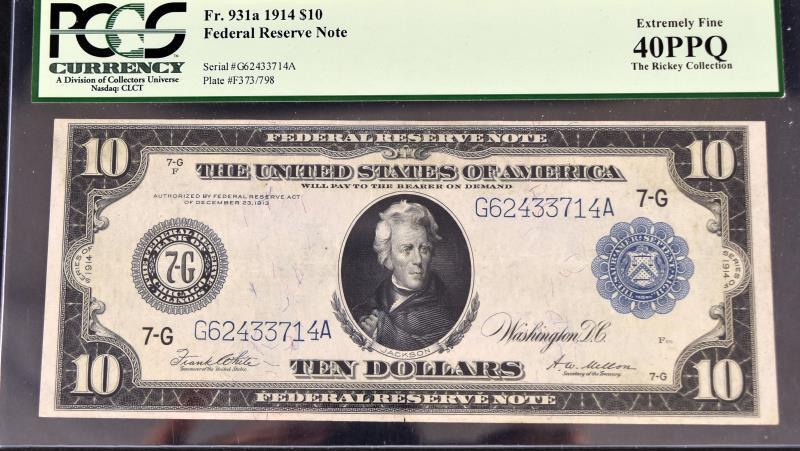 1914 $10 Federal Reserve Note Pcgs 40ppq (1 of 2)