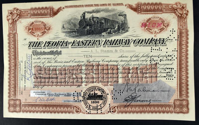 1960 The Peoria & Eastern Railway Company Stock (1 of 2)