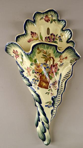 French Longchamp Terre De Fer Faience Wall Pocket: Featuring A French Longchamp Terre De Fer Faience Wall Pocket , Measuring 13.75" Long And 7" Wide, In Good Condition, No Chips Or Cracks.