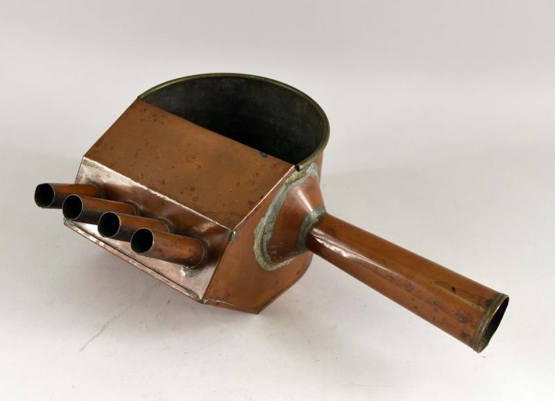 1906 Bruce And West Copper Candy Filler: Featuring A Four Spout Copper Candy Filler, Marked The B. & W. Mfg. Co., J. M. Shul Mgr Cleveland. The Bruce And West Candy Makers Of Cleveland, Dating 1906. The Candy Filler Measures 4.75" Tall And 1