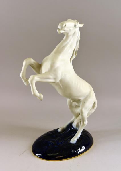 Royal Dux Porcelain Lipizzaner Horse: Featuring A Royal Dux Figure Of Horse On Hind Legs - 14 1/2" Tall, 8" Wide And 6" Deep. In Good Condition, No Nicks, Chips Or Cracks.