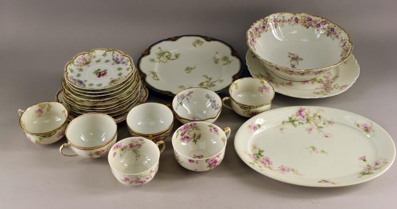 A Group Of Various Haviland And Limoges Dinnerware: Featuring Twenty One Pieces Of Different Serving Pieces, Plates, Cups And Saucers. Most Are Not Matching. All Are In Good Condition, No Chips Or Cracks.
