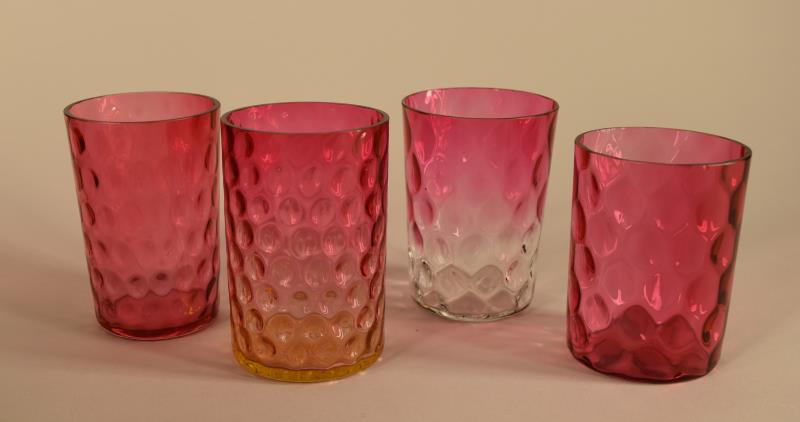 Victorian Cranberry Thumbprint Tumblers (1 of 7)