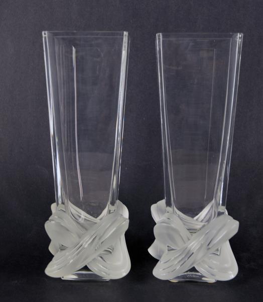 A Pair Of Lalique France Crystal "lucca" Vases (1 of 5)