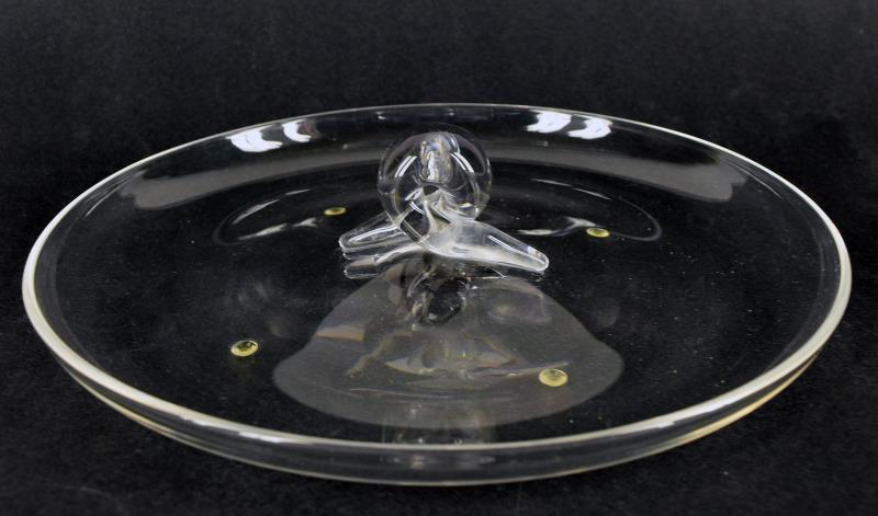 Steuben Loop Handle Canape Tray: Featuring The 10.5" Canape Tray #8045 By Steuben. Signed And In Excellent Condition, No Nicks, Chips Or Cracks.