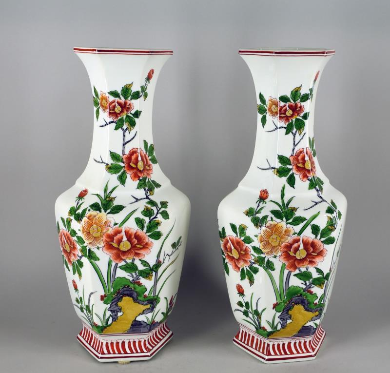 Pair Of Hand Painted Asian Cabinet Vases (1 of 6)
