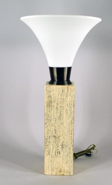 Mid Century Marble Base Torchiere Table Lamp (1 of 5)