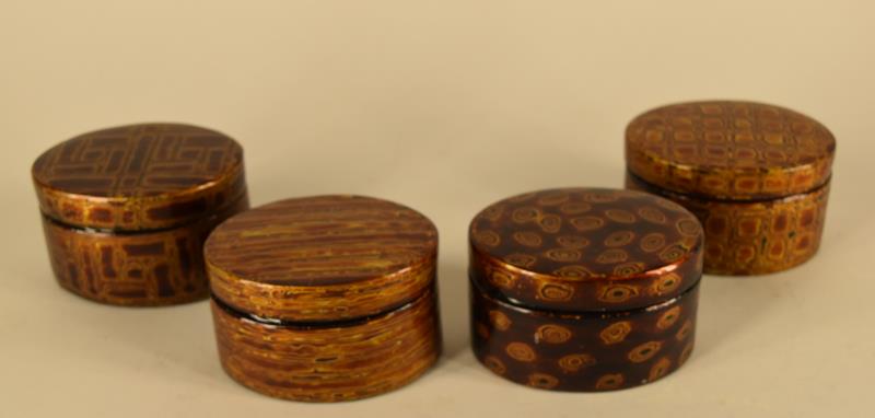 Four Oval 20th Century Lacquer Myanmar Boxes (1 of 4)