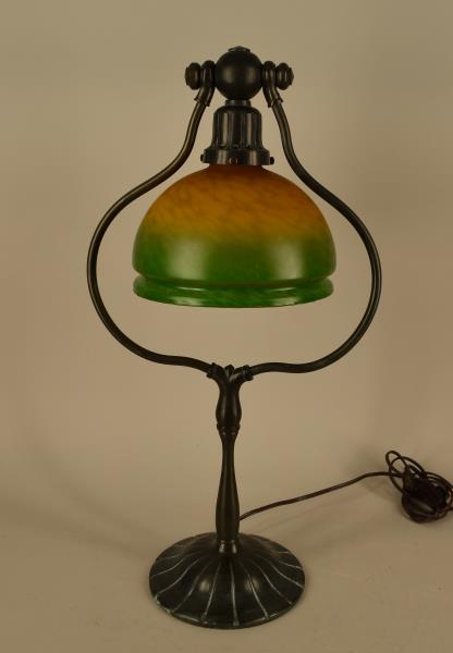 Tiffany Style Art Glass Bronze Table Lamp (1 of 3)