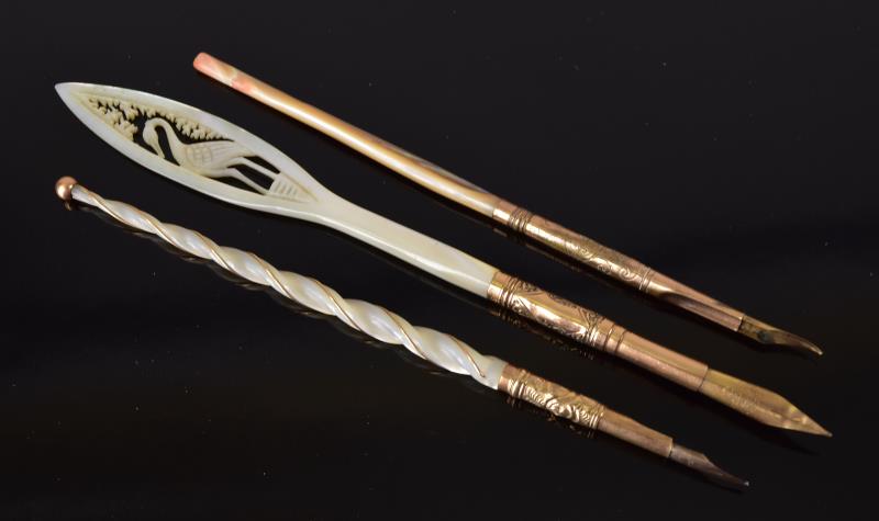 Three Victorian Gold Filled M O P Pens (1 of 3)