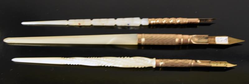 Three Victorian Gold Filled M O P Pens (1 of 3)
