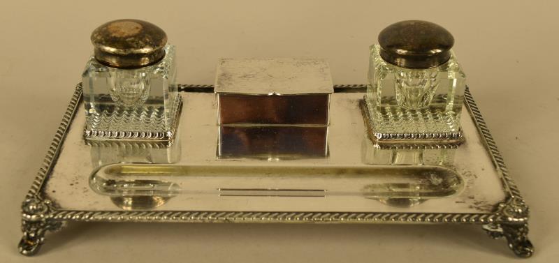 Silver Plate Double Inkwell (1 of 4)