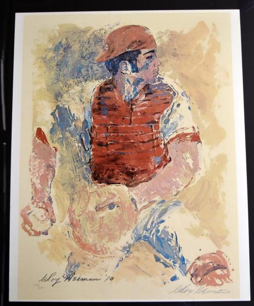Signed Leroy Neiman Johnny Bench Baseball Print (1 of 4)