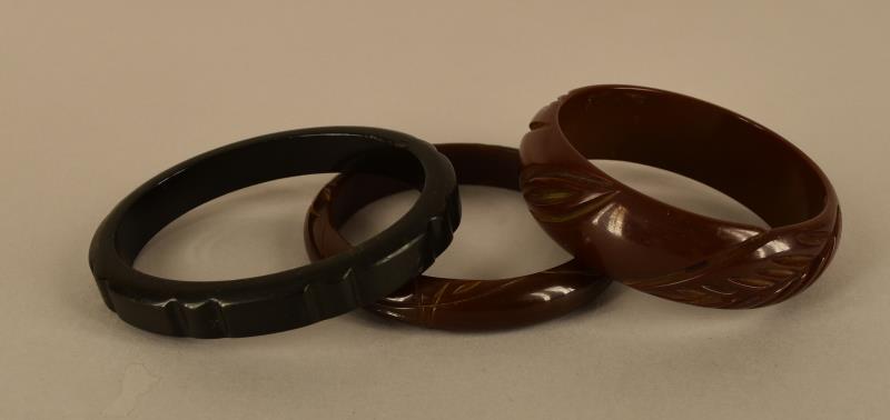 Three Carved Bakelite Bangle Bracelets (1 of 3)