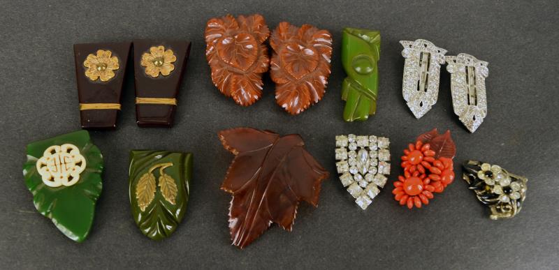 Bakelite And Rhinestone Dress Clips (1 of 20)