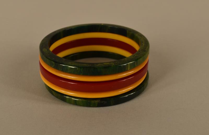 Five Multi Colored Bakelite Bangle Bracelets (1 of 4)