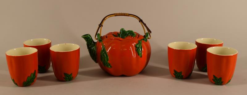 Maruhon Ware Japan Tomato Or Pumpkin Tea Set (1 of 7)