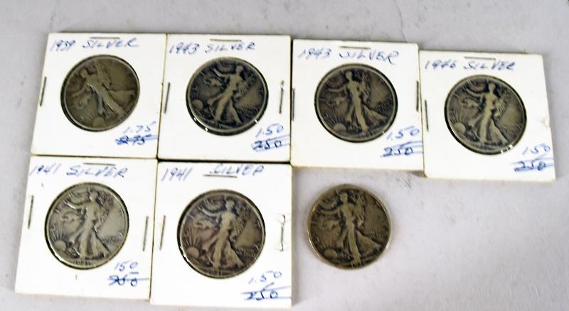 7 Walking Liberty Half Dollars (1 of 2)