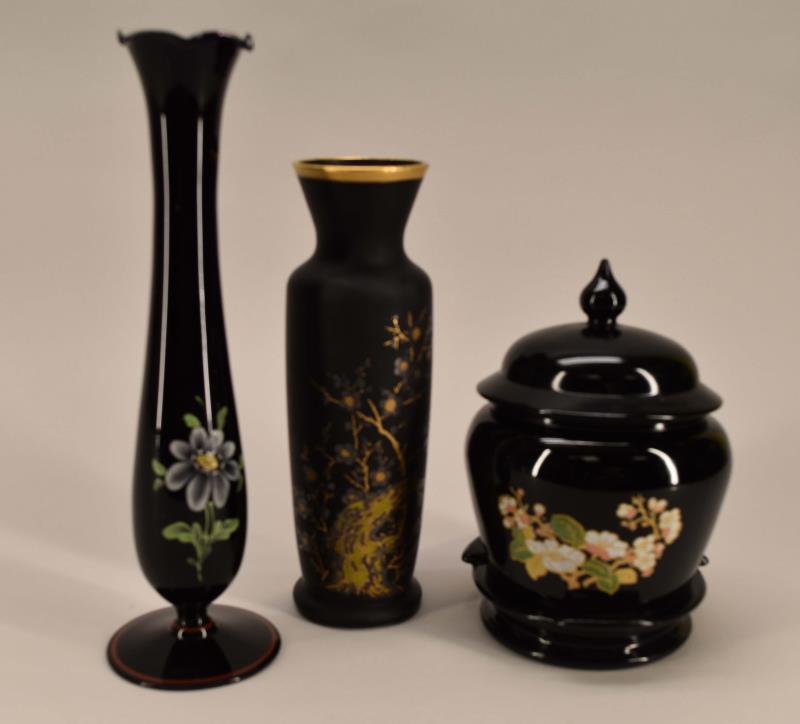 Black Amethyst Glass Vase And Ginger Jar (1 of 4)