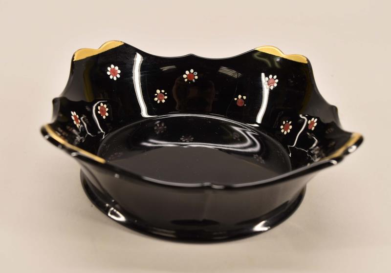 Black Amethyst Glass Enamel Daisy Bowl (1 of 3)