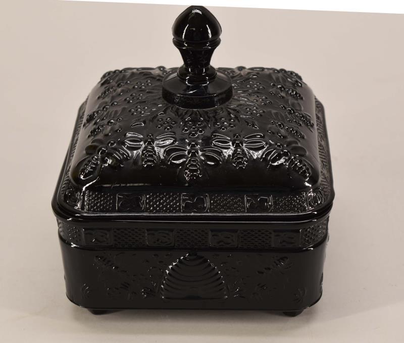Black Amethyst Glass Square Honey Dish (1 of 5)