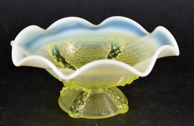 Rare Vaseline Opalescent Glass Compote (1 of 5)