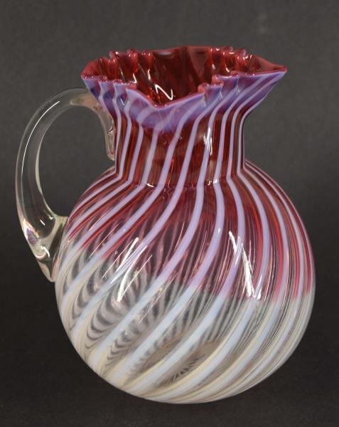 Victorian Fenton Cranberry Opal Swirl Pitcher (1 of 7)