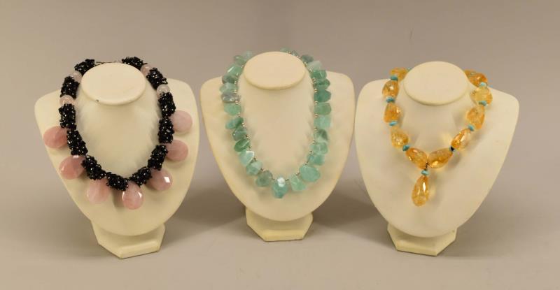 Pink Quarts, Citrine & Jadite Chunky Necklaces (1 of 5)