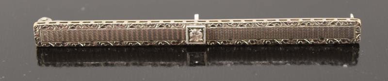 Victorian 14k White Gold & Diamond Bar Pin (1 of 4)
