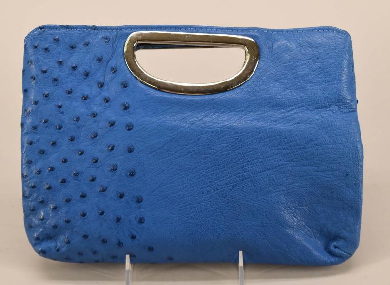Blue Ostrich Leather Clutch (1 of 7)
