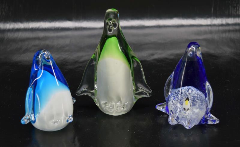 Three Art Glass Penguin Paperweights (1 of 7)