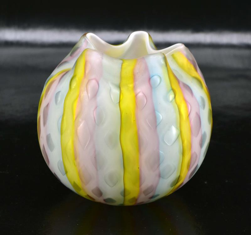 Vintage Rainbow Diamond Quilted Mop Satin Glass (1 of 5)