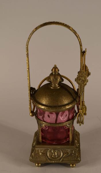 Patinated Metal Cranberry Thumbprint Pickle Caster (1 of 6)